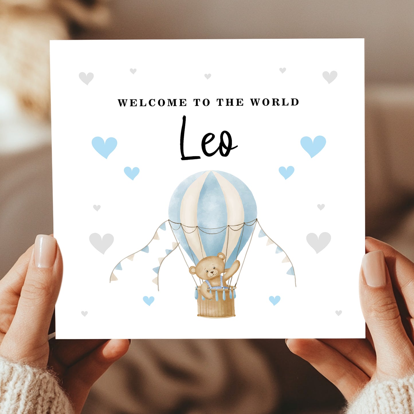 Personalised New Baby Card Welcome To The World Card