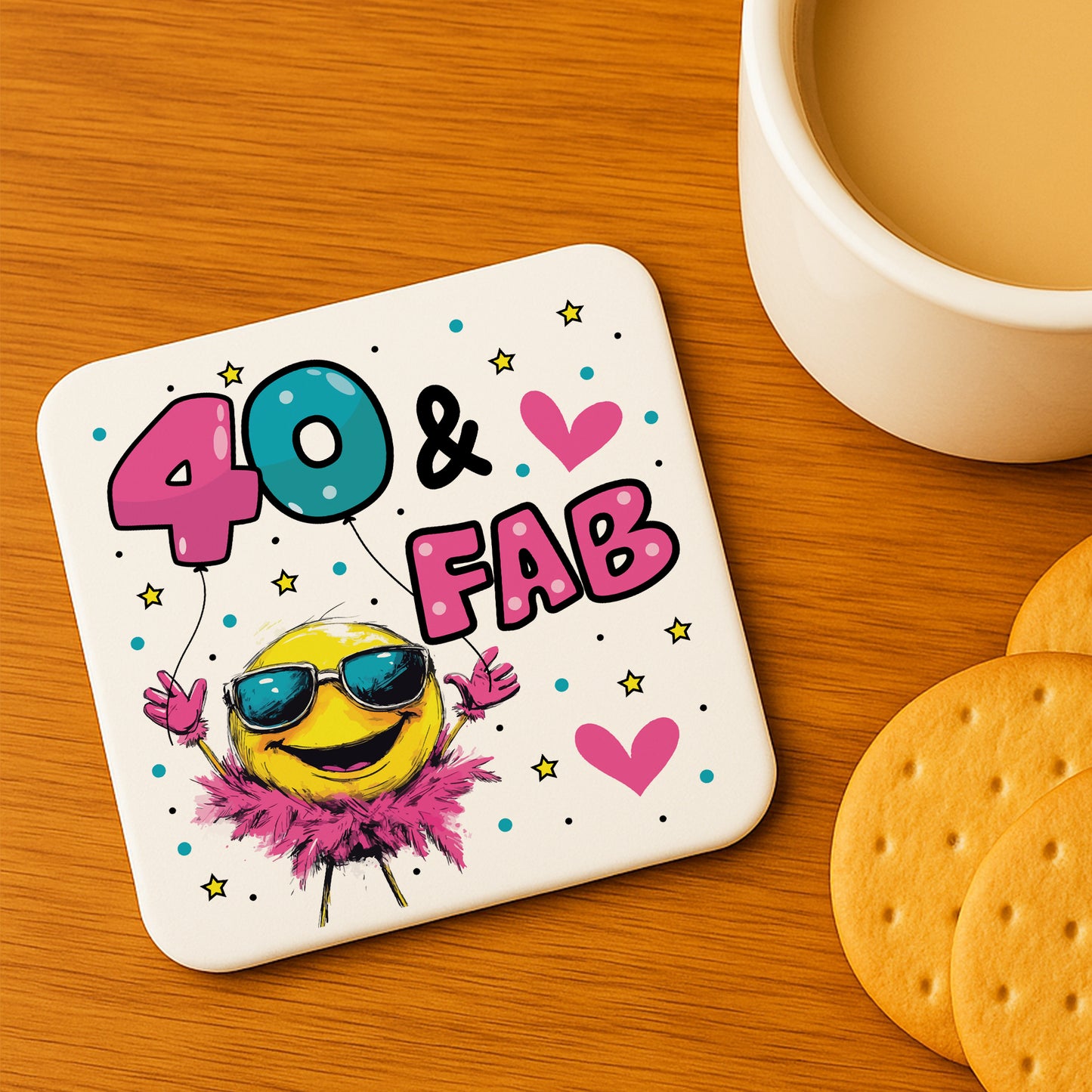 Funny 40th Birthday Gift For Women 40 AND FAB Coaster Gifts