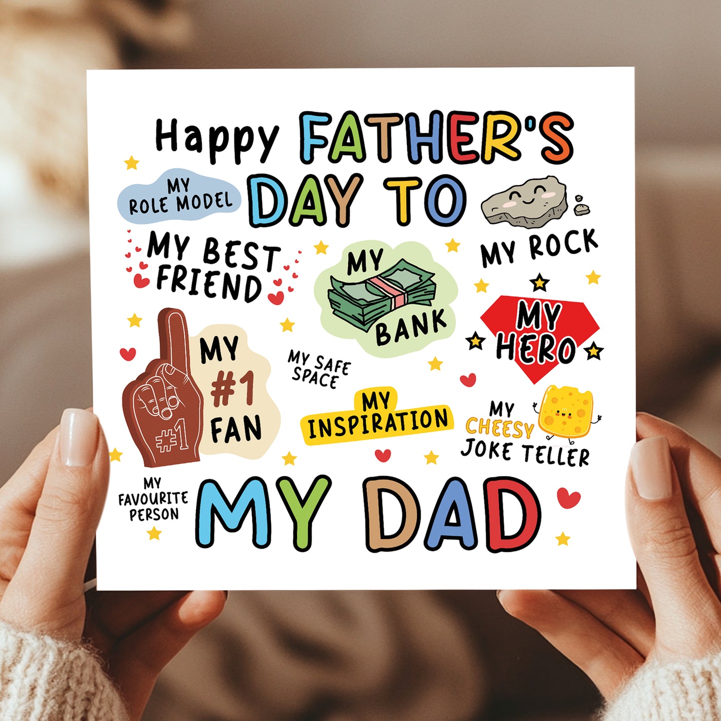 Novelty Fathers Day Card For Dad My Rock My Hero Cute Card