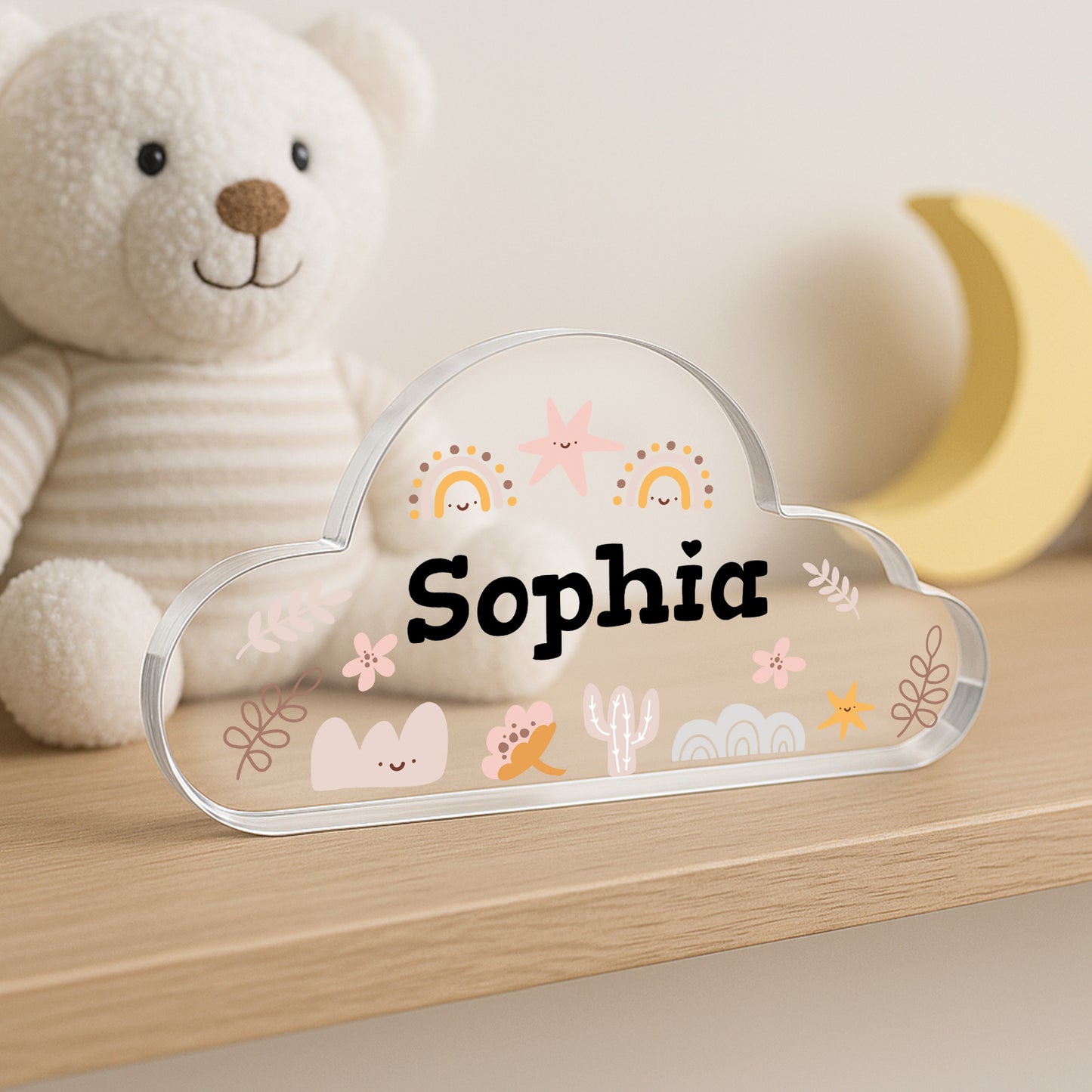 Personalised Nursery Decor Acrylic Cloud Plaque For Daughter
