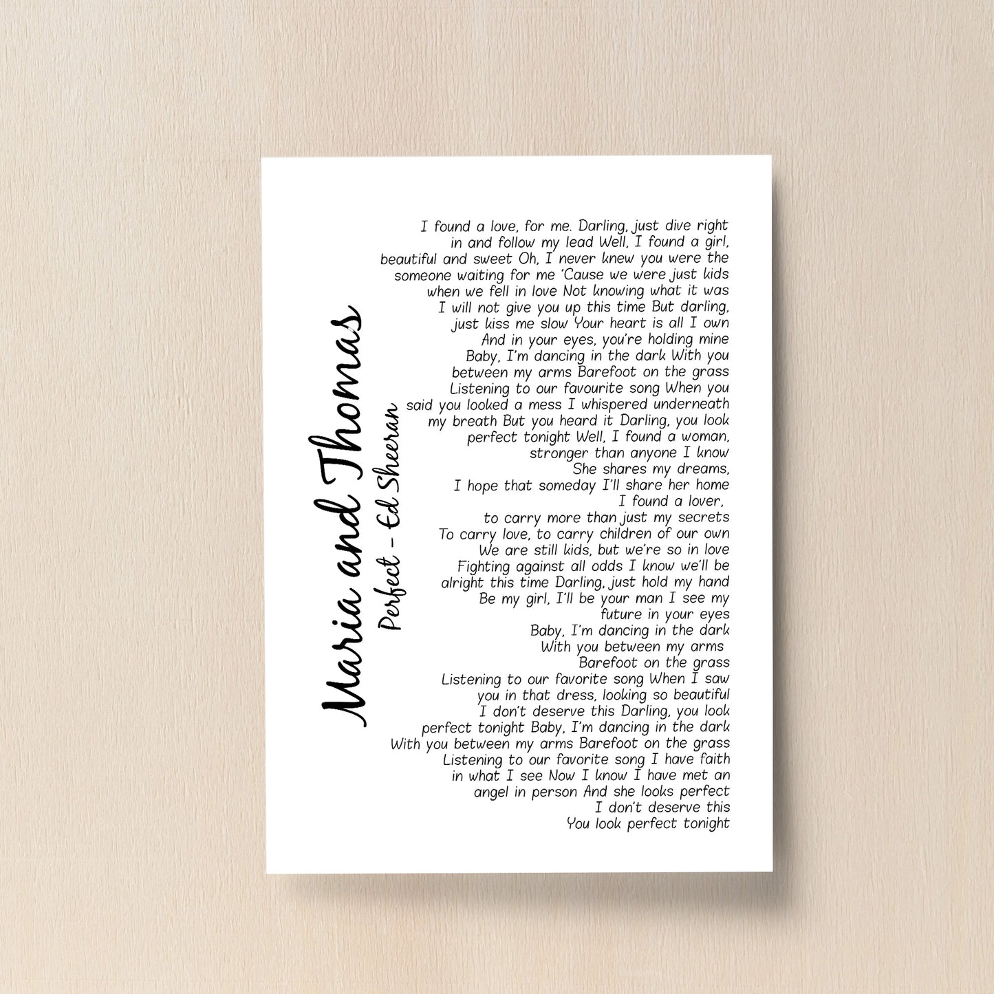 Wedding Anniversary Gifts Personalised Wedding Song Print Gift