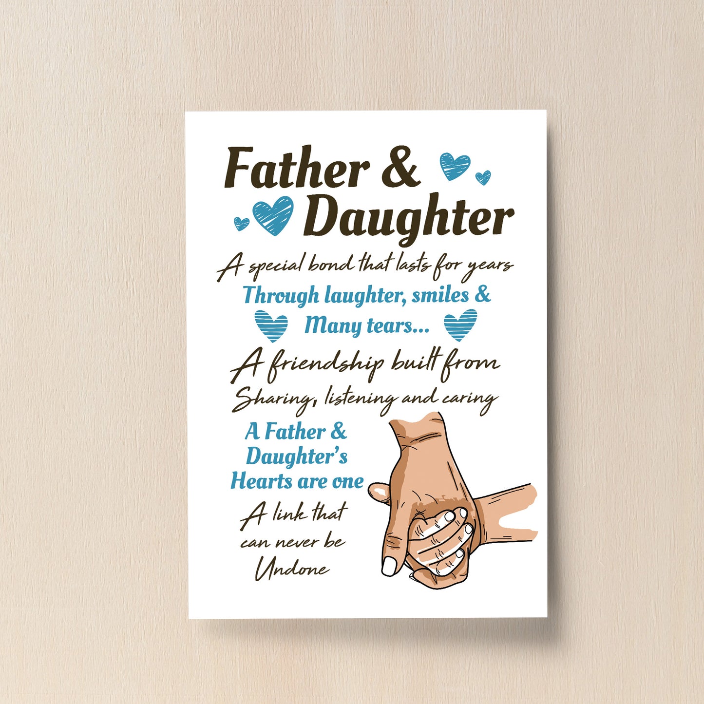 Father And Daughter Gift Black A4 Wood Frame Father's Day