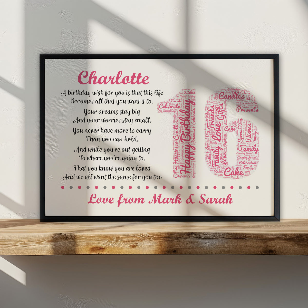 Personalised 16th Birthday Gift for Her Daughter A3 Framed Print