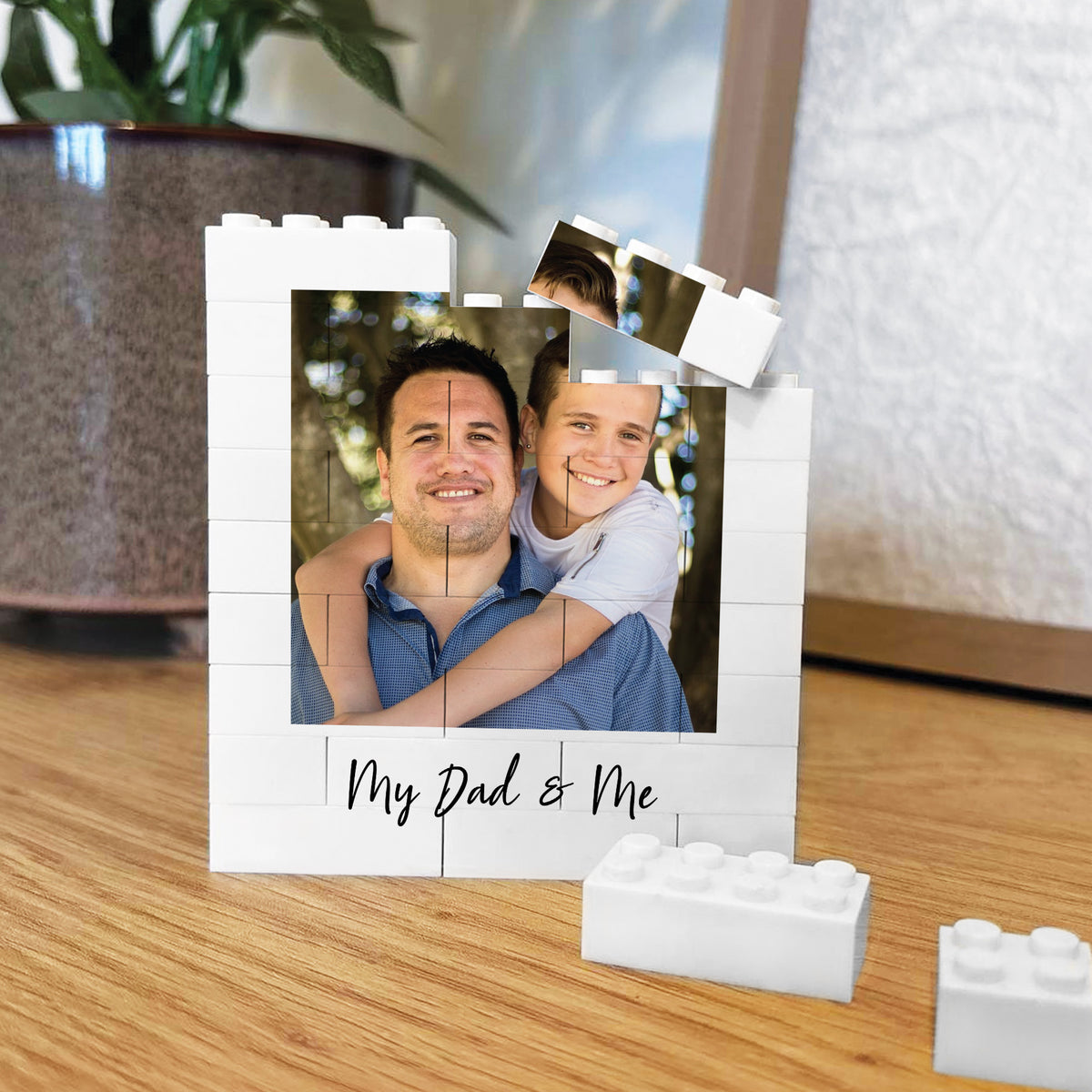 Personalised My Dad & Me Brick Photo Block Gift for Dad