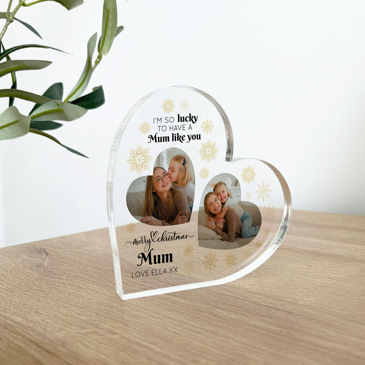 Gift For Mum Christmas Personalised Acrylic Heart Plaque