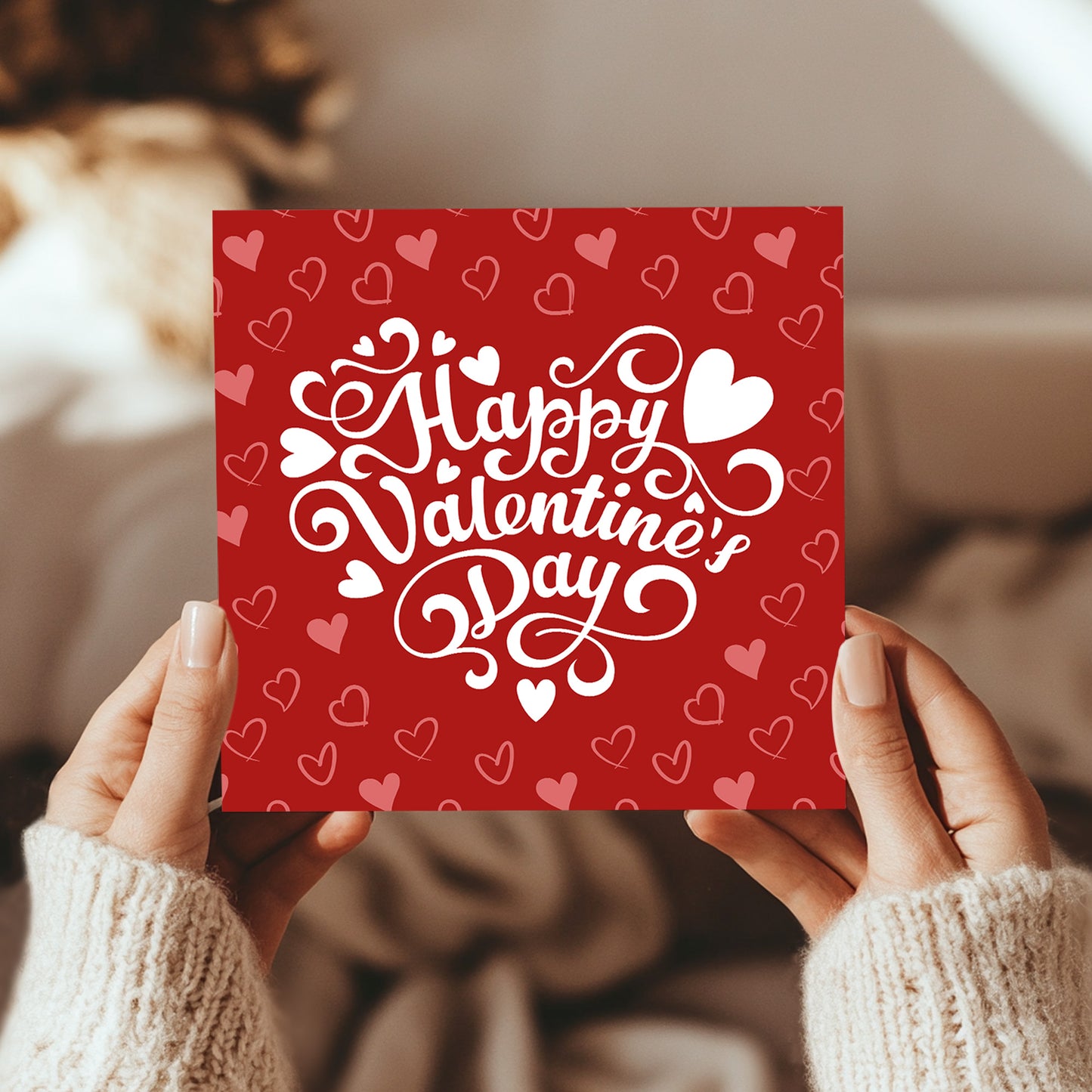 Happy Valentines Day Card For Boyfriend Girlfriend 14x14 Card
