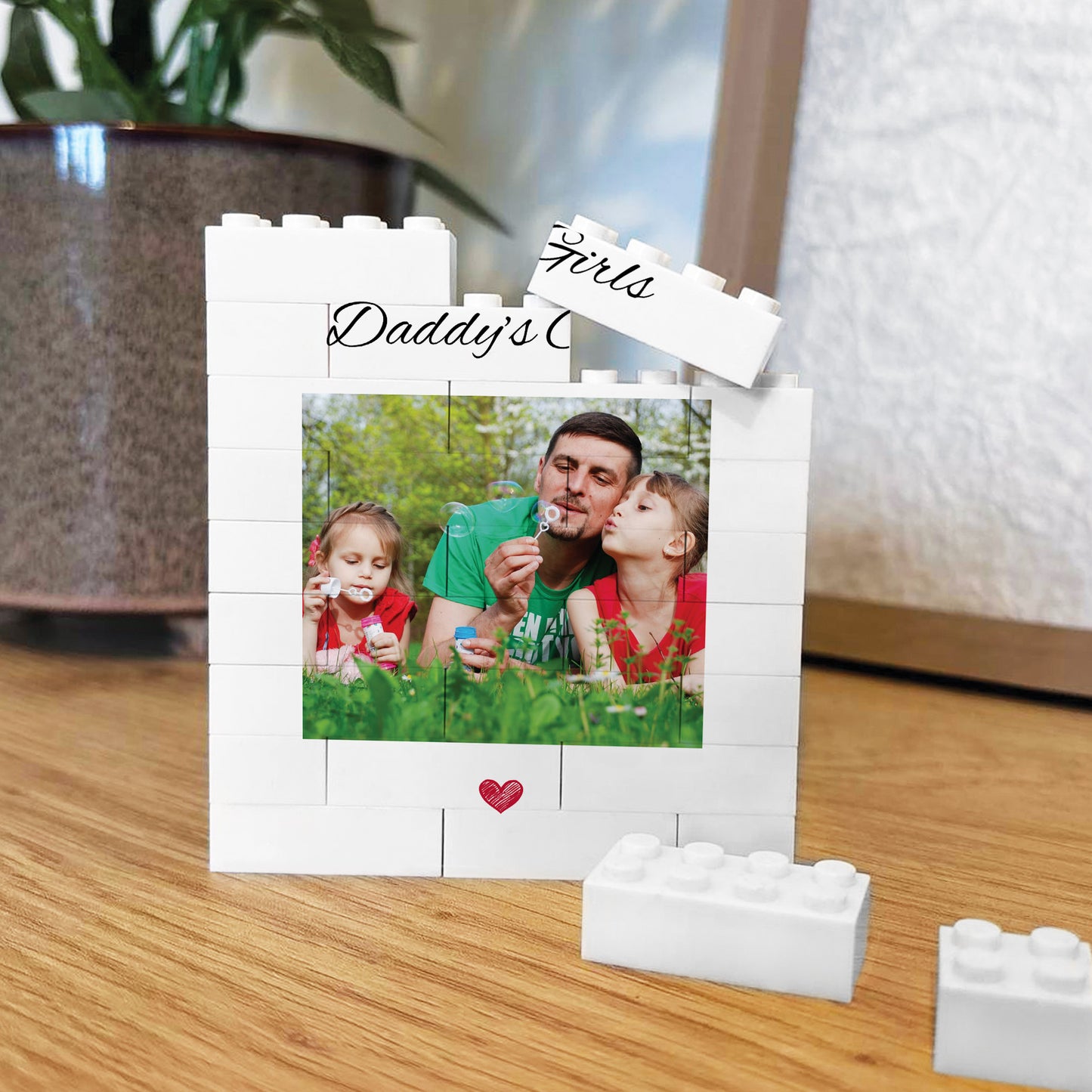 Daddys Girls Personalised Brick Photo Block, Gift for Daddy