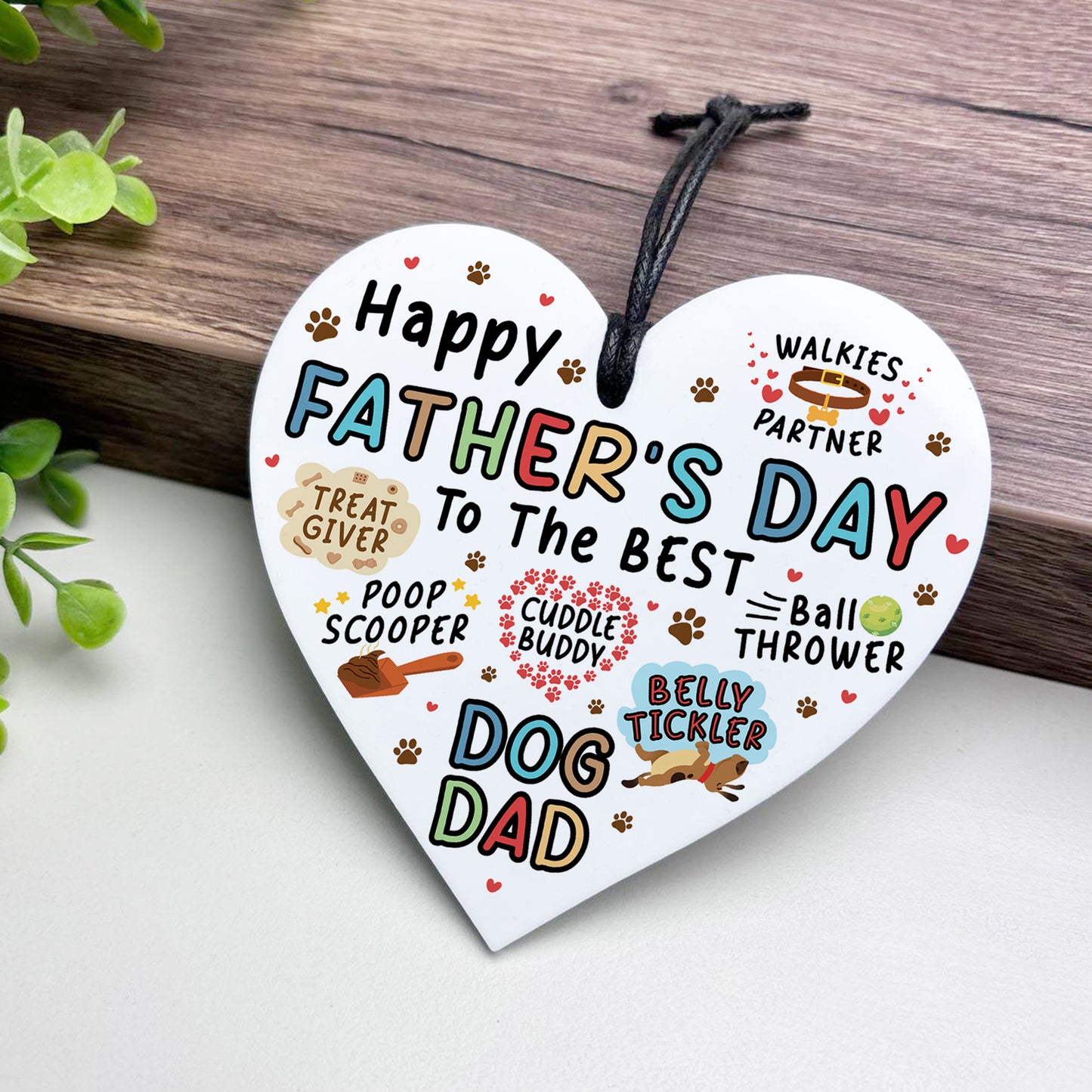 Fathers Day Gift From Dog Funny Gift For Dad Hanging Heart