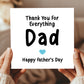 Fathers Day Card For Dad With Kraft Envelope Thank You Card