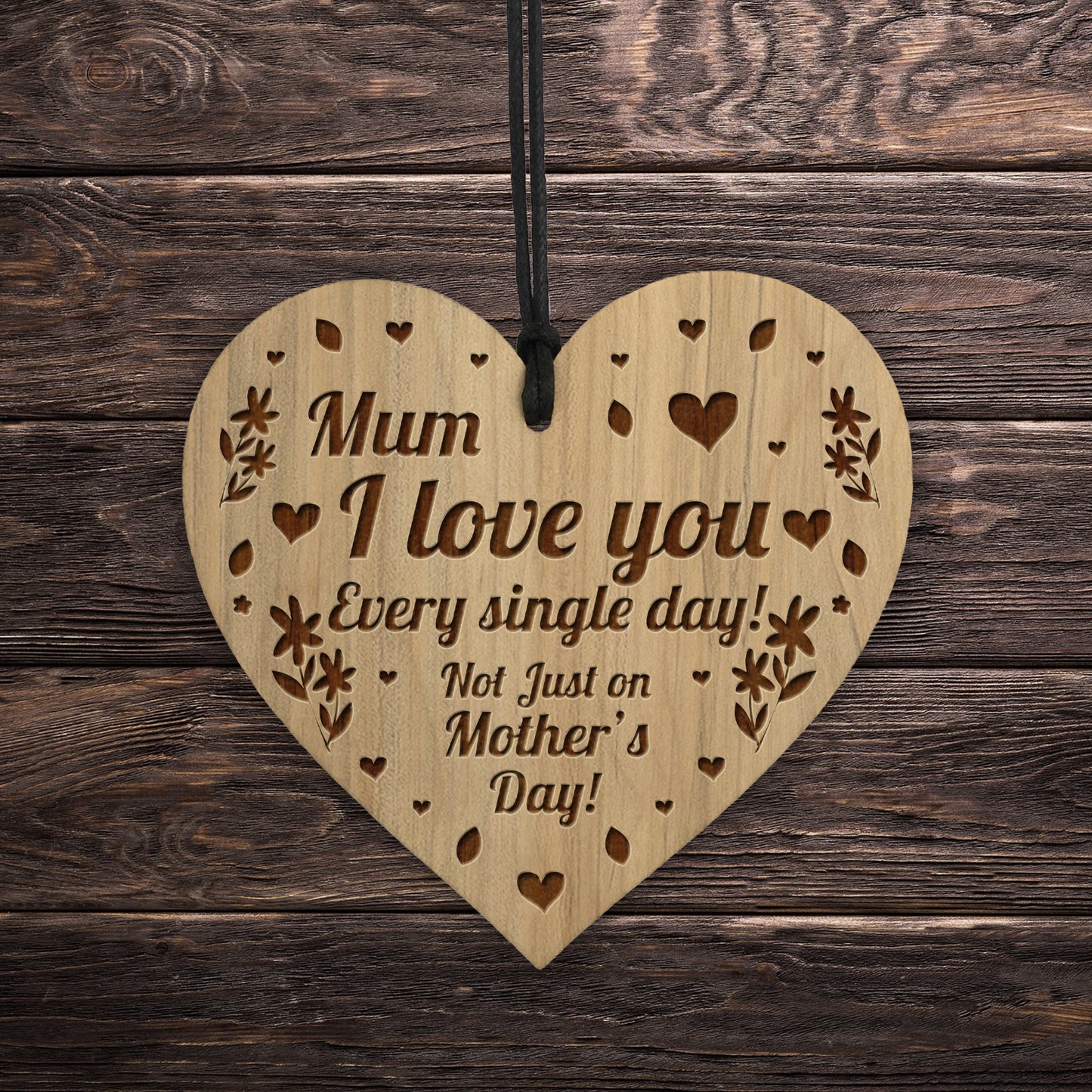 Special Mothers Day Gift Wood Heart Floral Gift For Mum