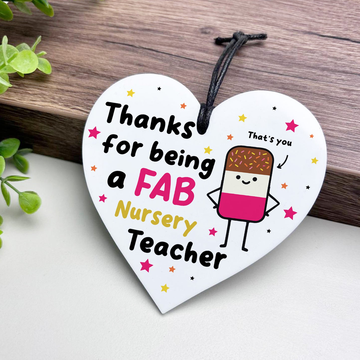 Nursery Teacher Gift Hanging Heart Thank You Gift FAB Teacher