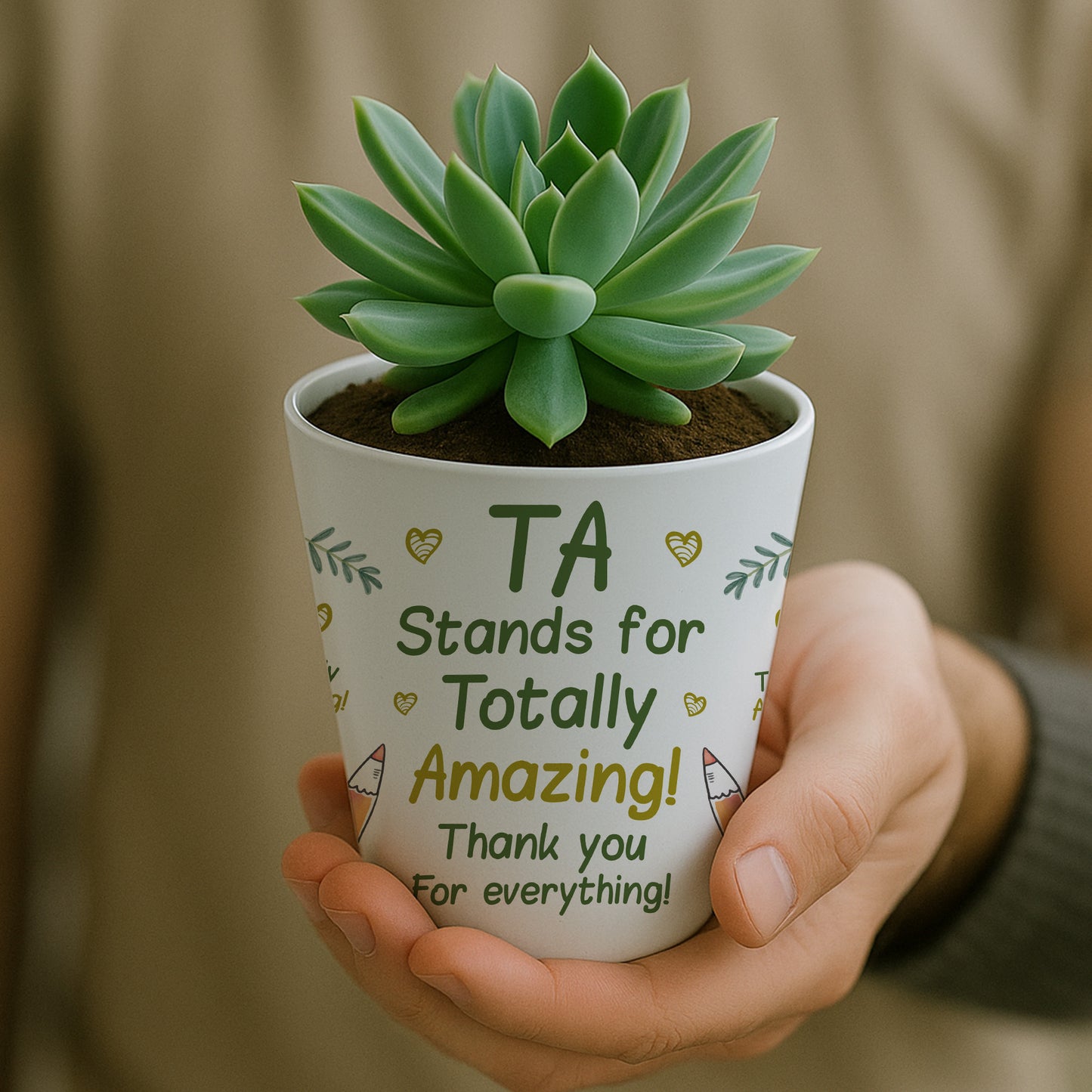 Teaching Assistant Gift Teacher Plant Pot 10cm x 9cm Thank You