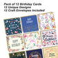 Happy Birthday Cards Pack of 12 Cards For Friends Card For Her