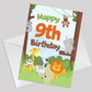 9th Birthday Card for Boys Girls Nineth Birthday Jungle Cards