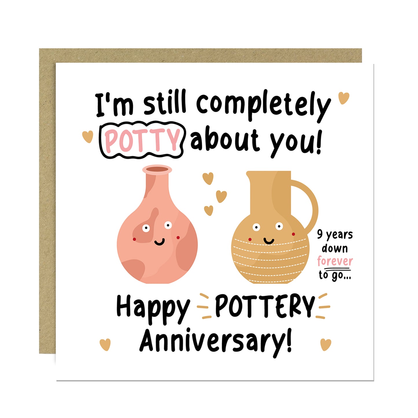 9th Anniversary Gift Set Plant Pot and Card Pottery Anniversary