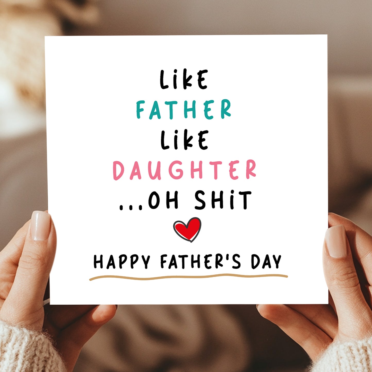 Funny Fathers Day Card For Dad From Daughter With Kraft Envelope