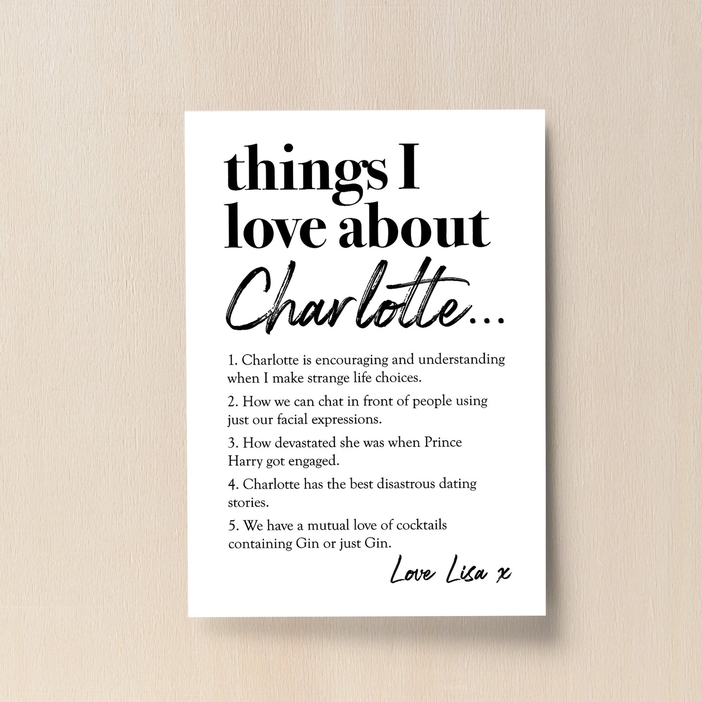 Personalised Gift For Best Friend I Love About My Friend Print