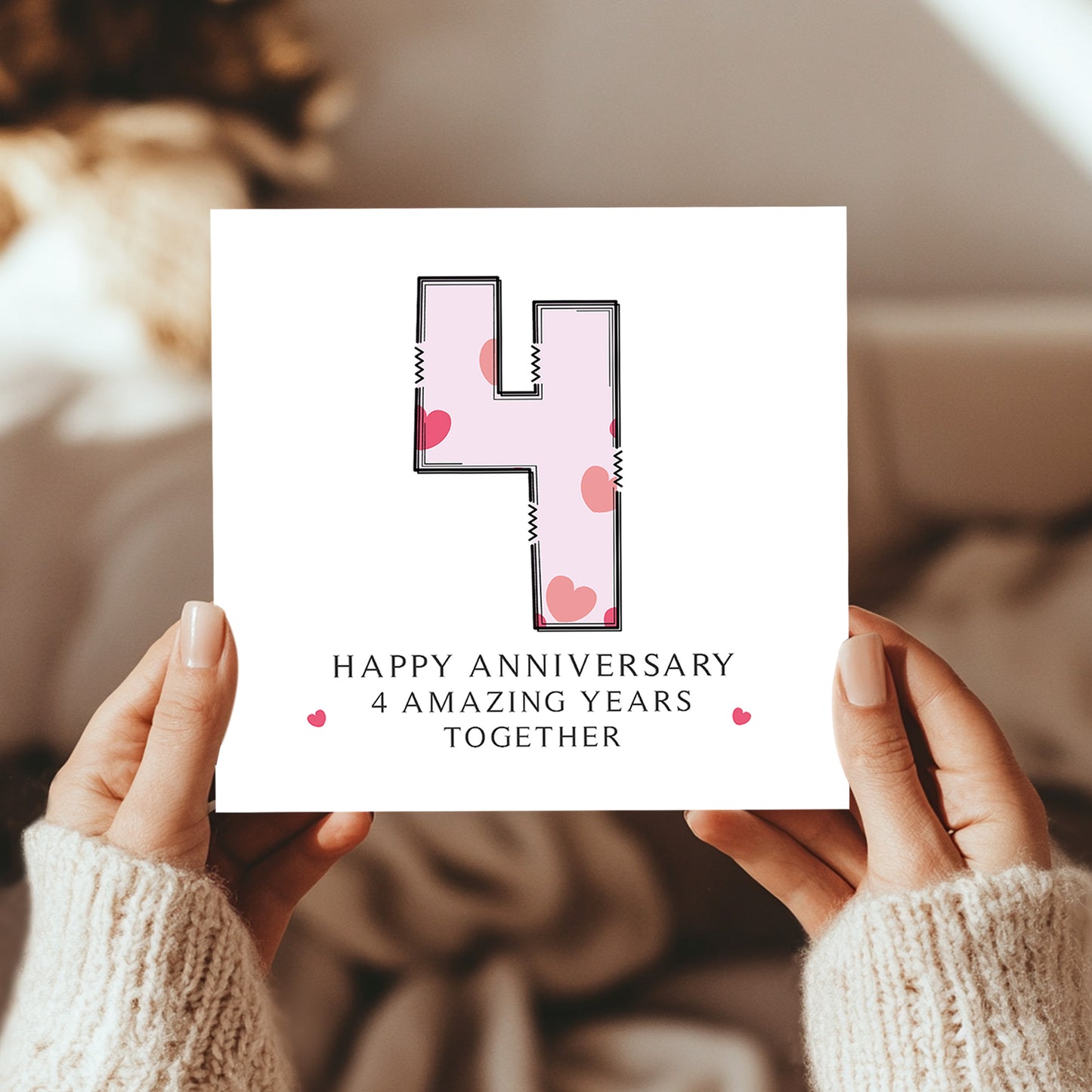 4th Wedding Anniversary Card With Envelope 4th Anniversary Card