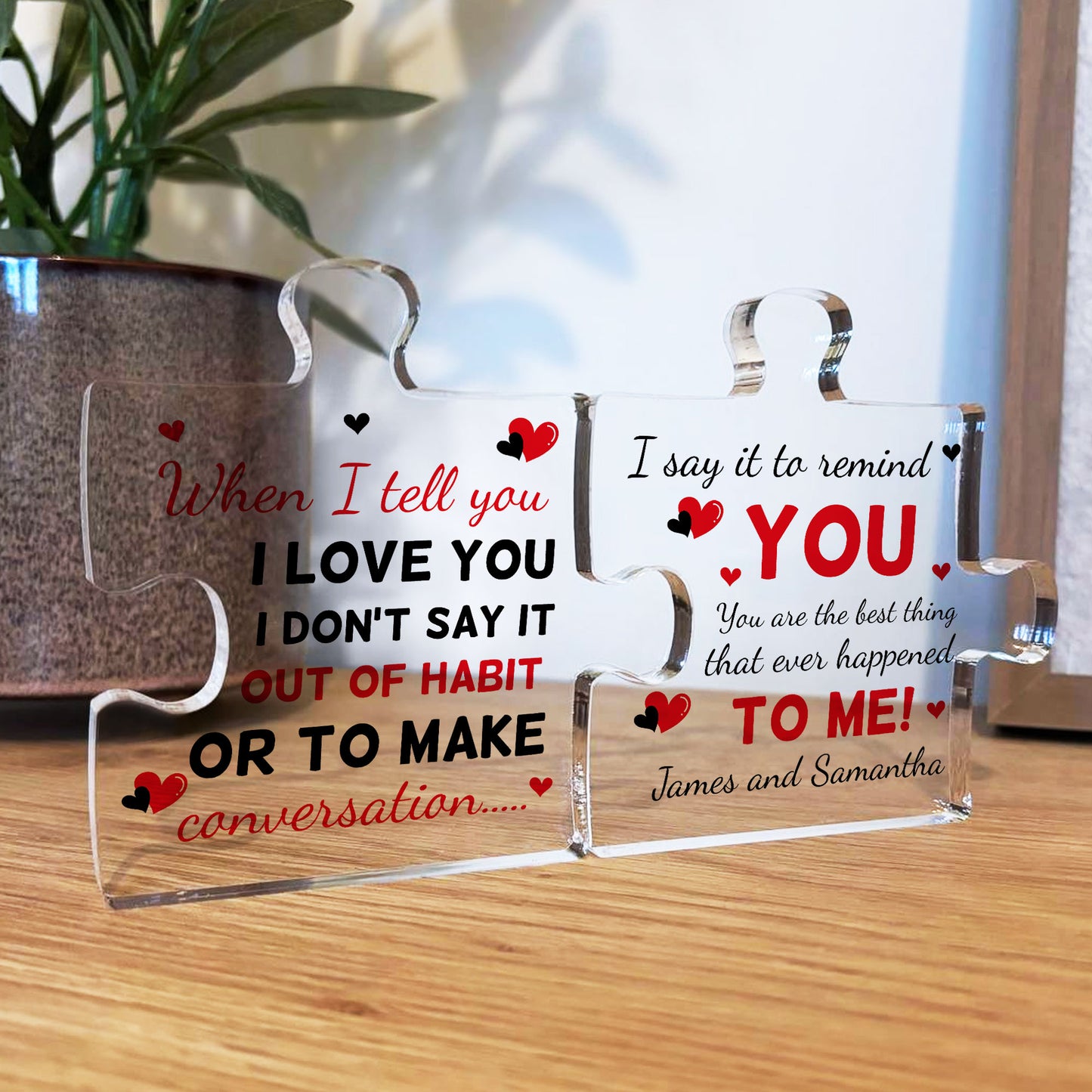 Personalised Couple Gift Puzzle Pieces Plaque Set Anniversary