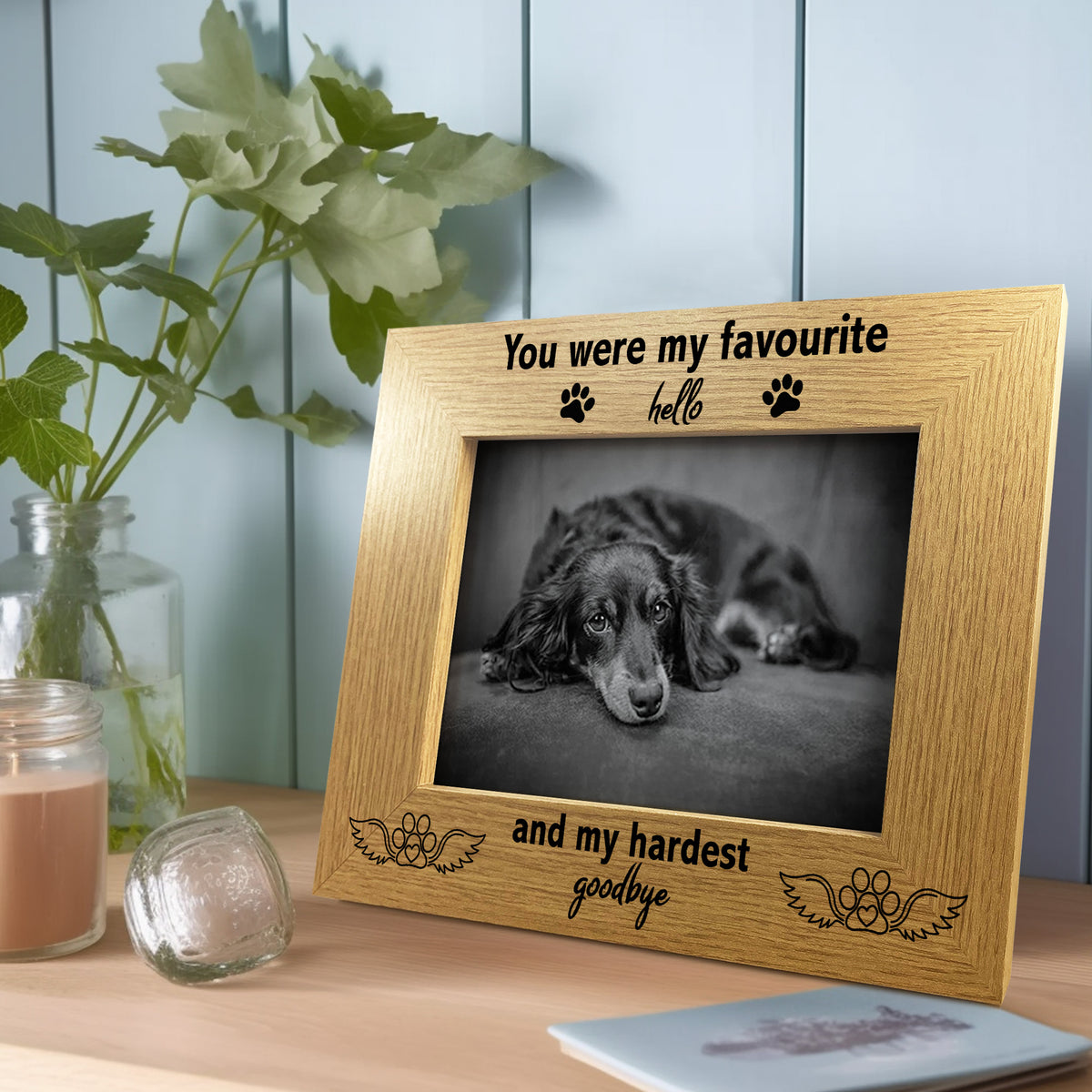 Keepsake Memorial Photo Frame For Dog Puppy Pet Hardest Goodbye