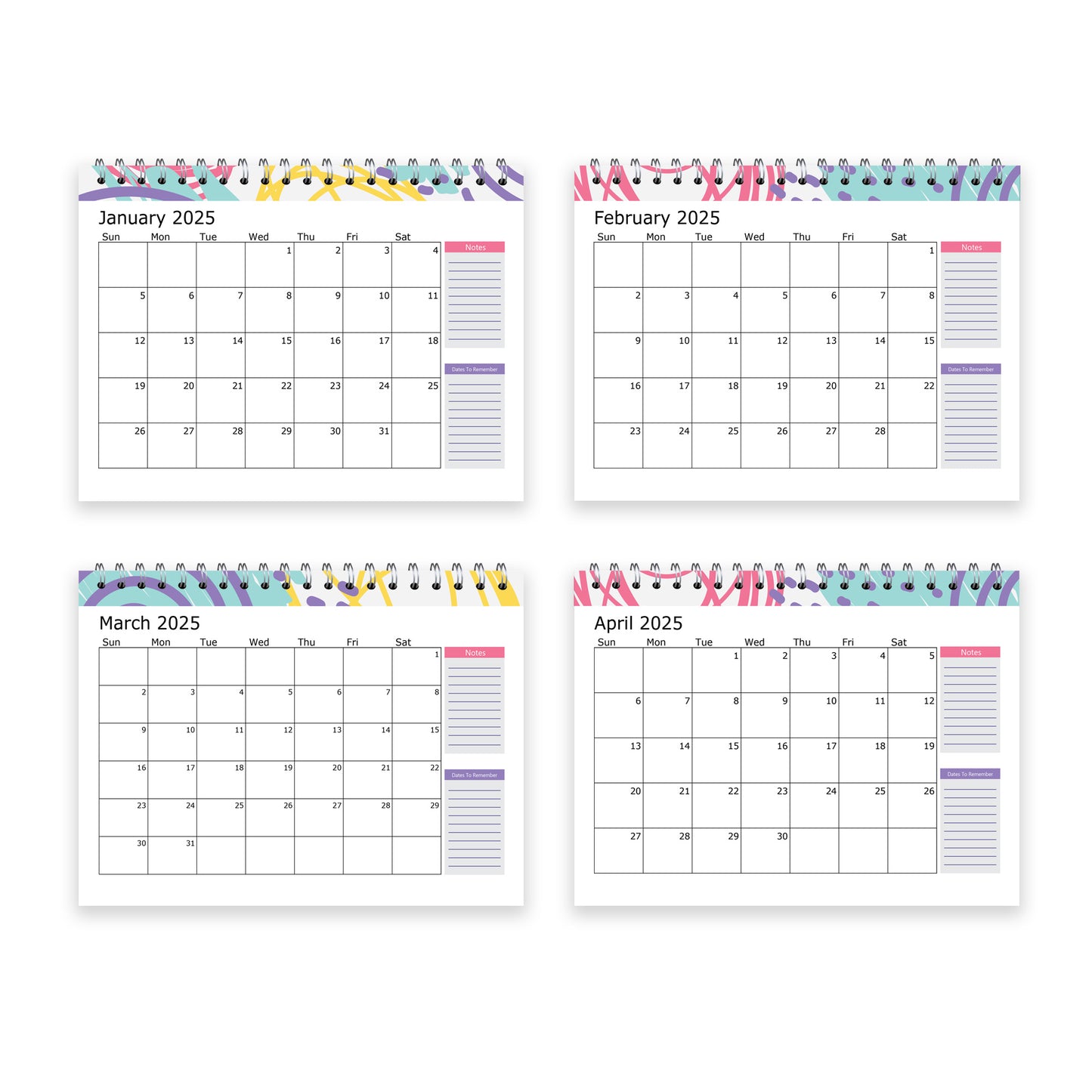 2025 Calendar Desktop Office Planner Month to View Planner