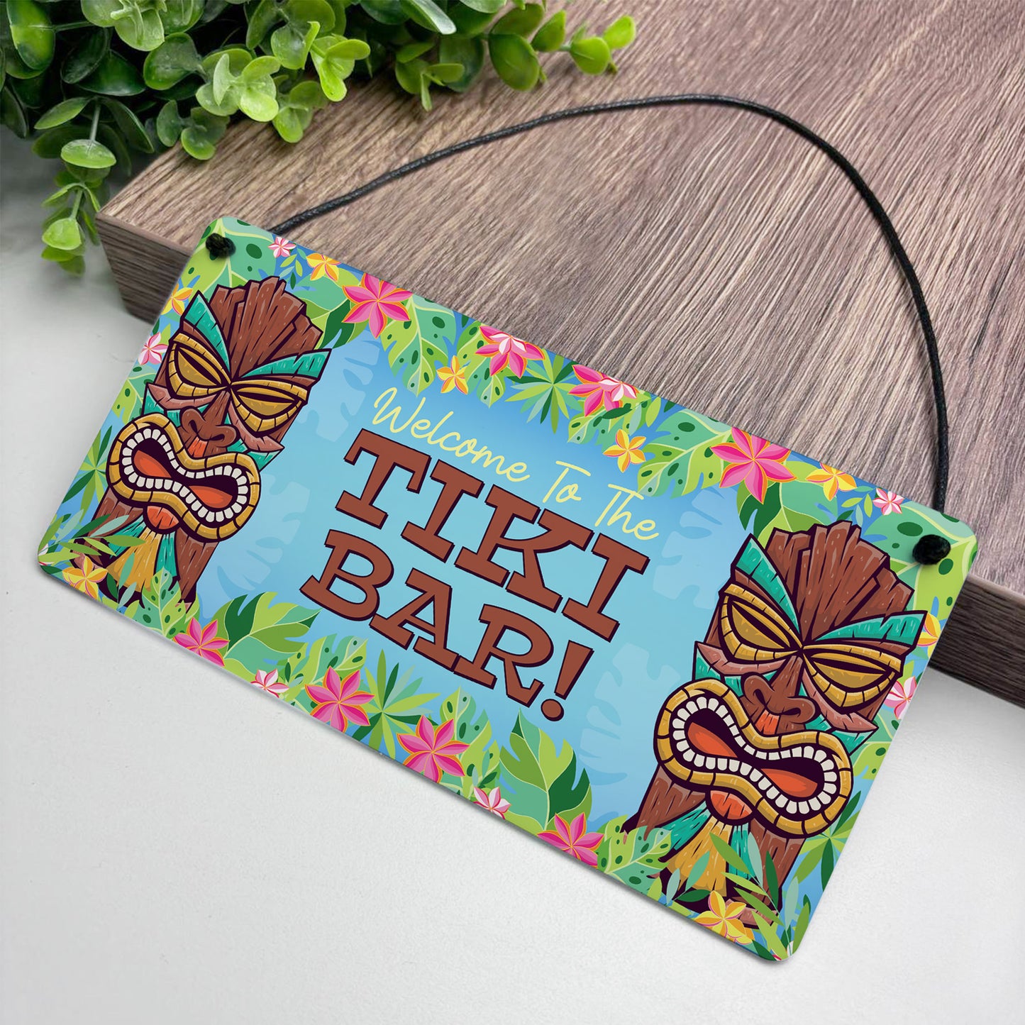 Welcome To The Tiki Bar Sign For Home Bar Hanging Wall Door Sign