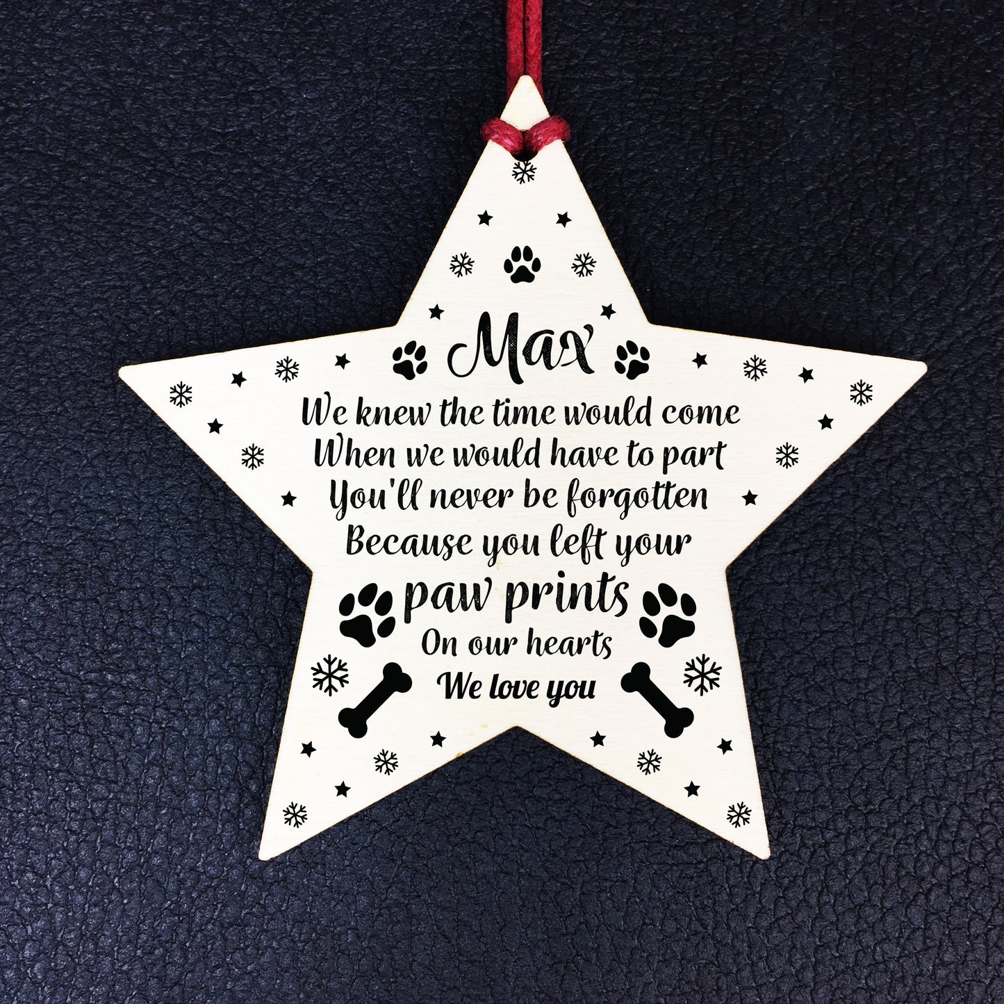 Personalised Pet Memorial Christmas Tree Bauble Wooden Star