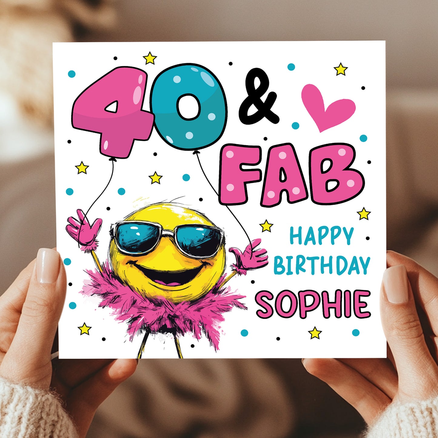 Personalised 40th Birthday Card For Women 40 And Fab For Mum