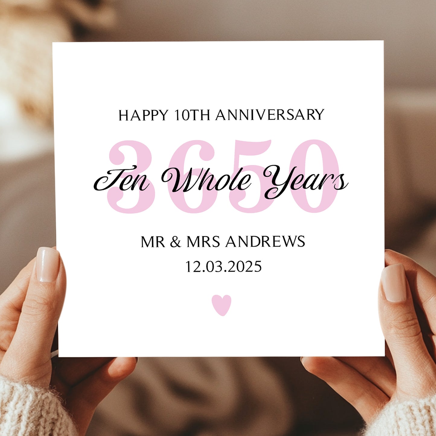 Personalised 10th Wedding Anniversary Card For Husband Wife