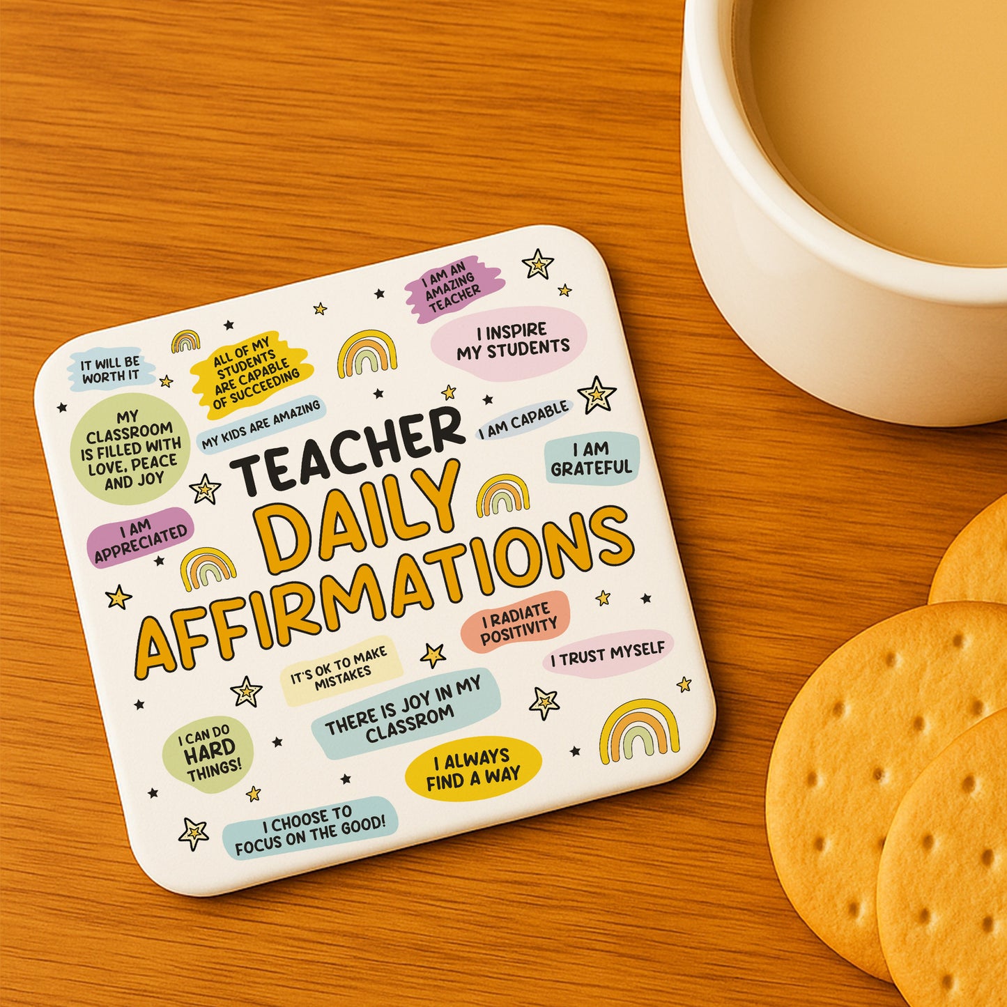 Teacher Gift Teacher Daily Affirmations Coaster TA Gift