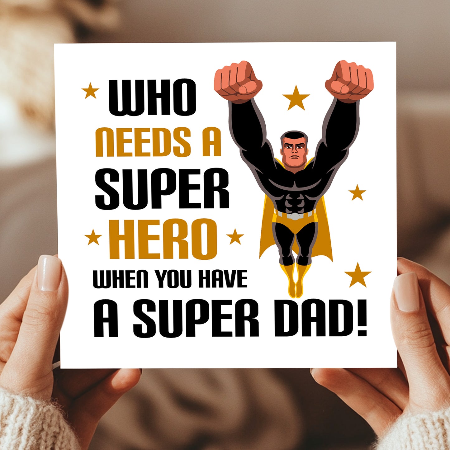 Superhero Dad Card For Fathers Day Birthday Novelty 145x145mm