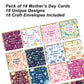 Mothers Day Card Pack of 18 Assorted Cards For Mother's Day Mum