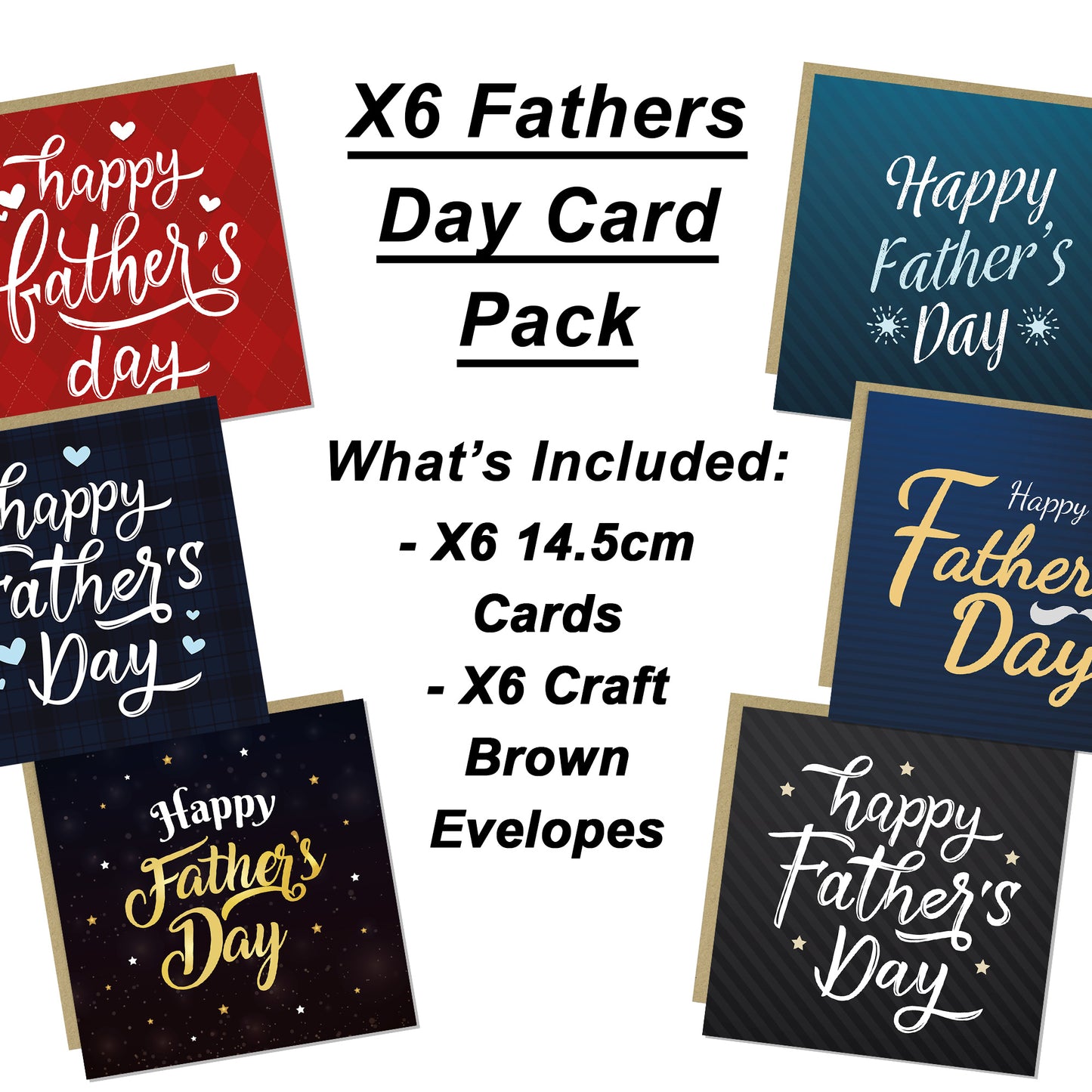 Happy Fathers Day Card Pack Fathers Day Cards Set Of 6 Pack