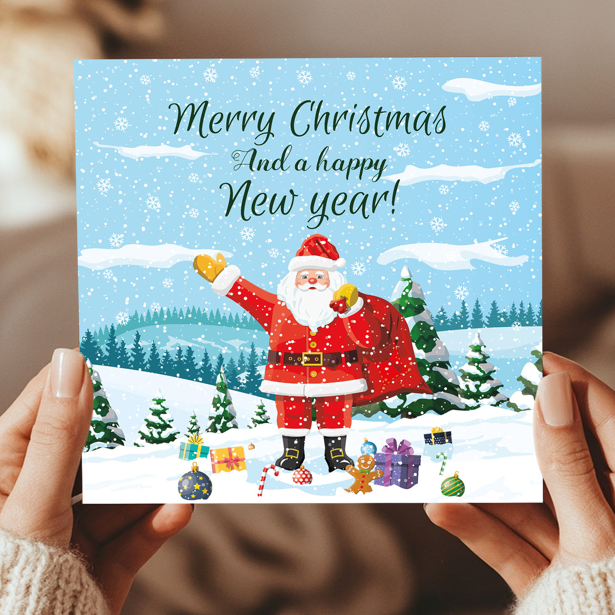 Merry Christmas Happy New Year Card For Friends and Family