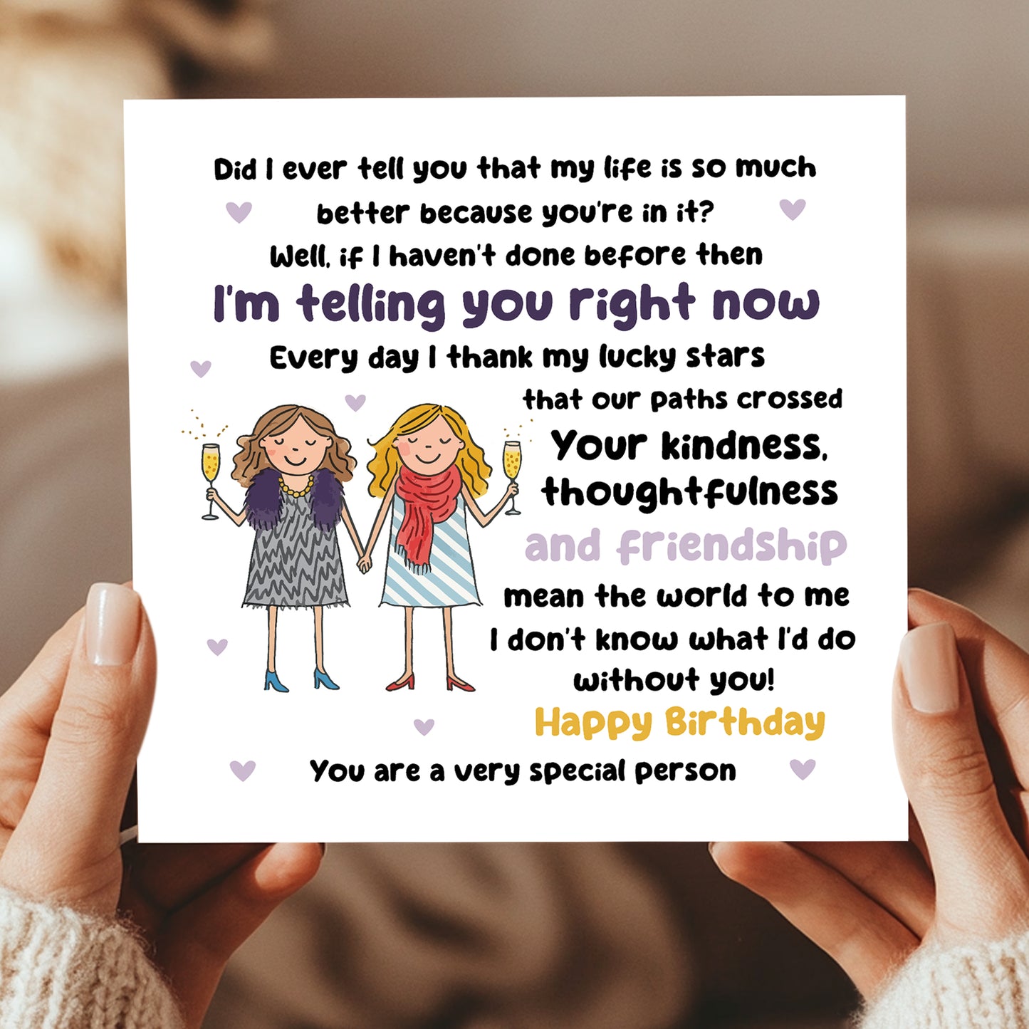 Card For Best Friend Birthday With Kraft Envelope Birthday Card