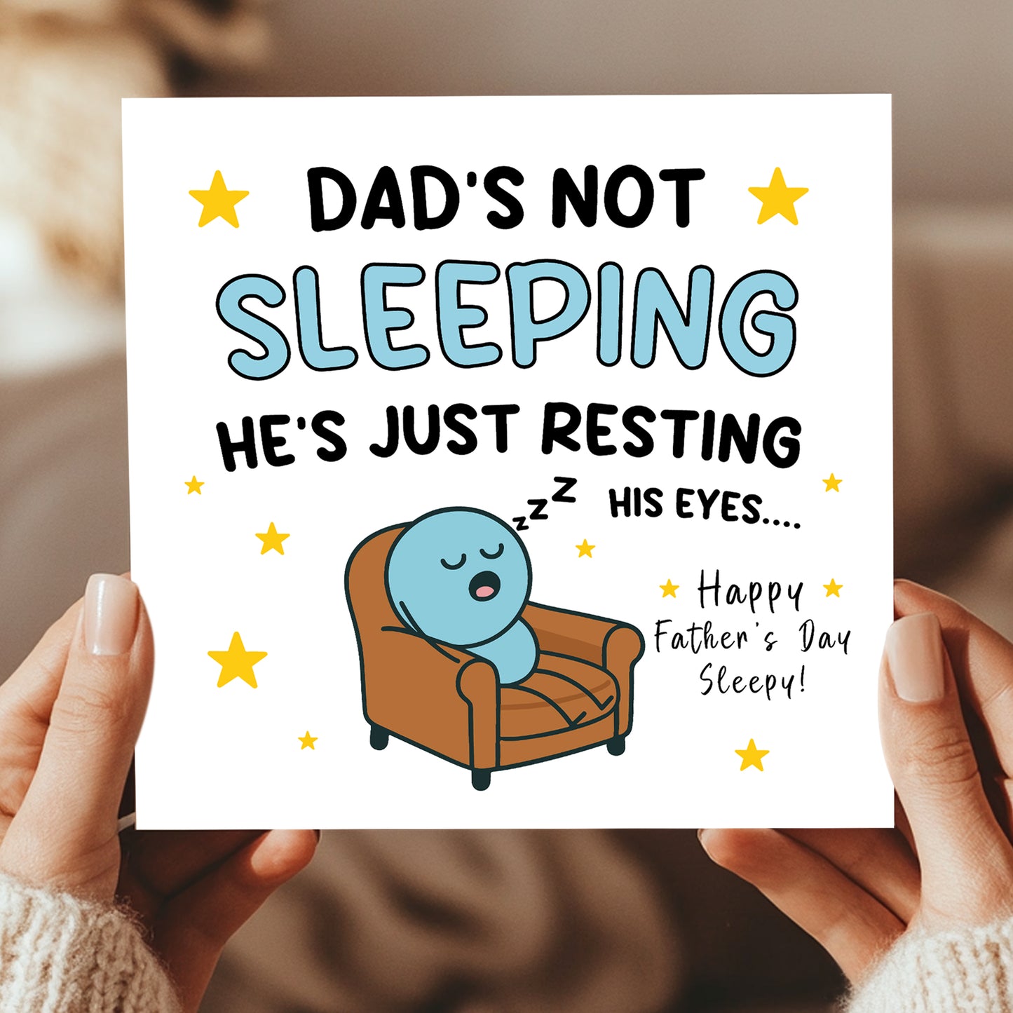 FUNNY Dad Card For Fathers Day Hes Just Resting His Eyes Humour