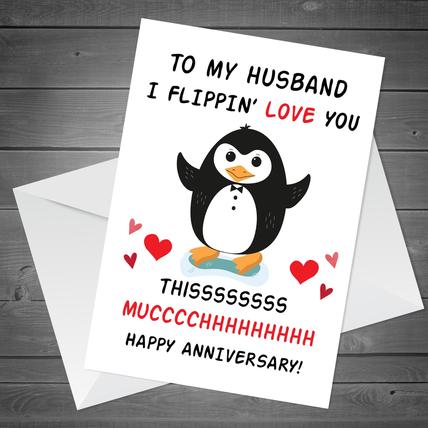 Funny Anniversary Card For Husband Flippin Love You Card Penguin