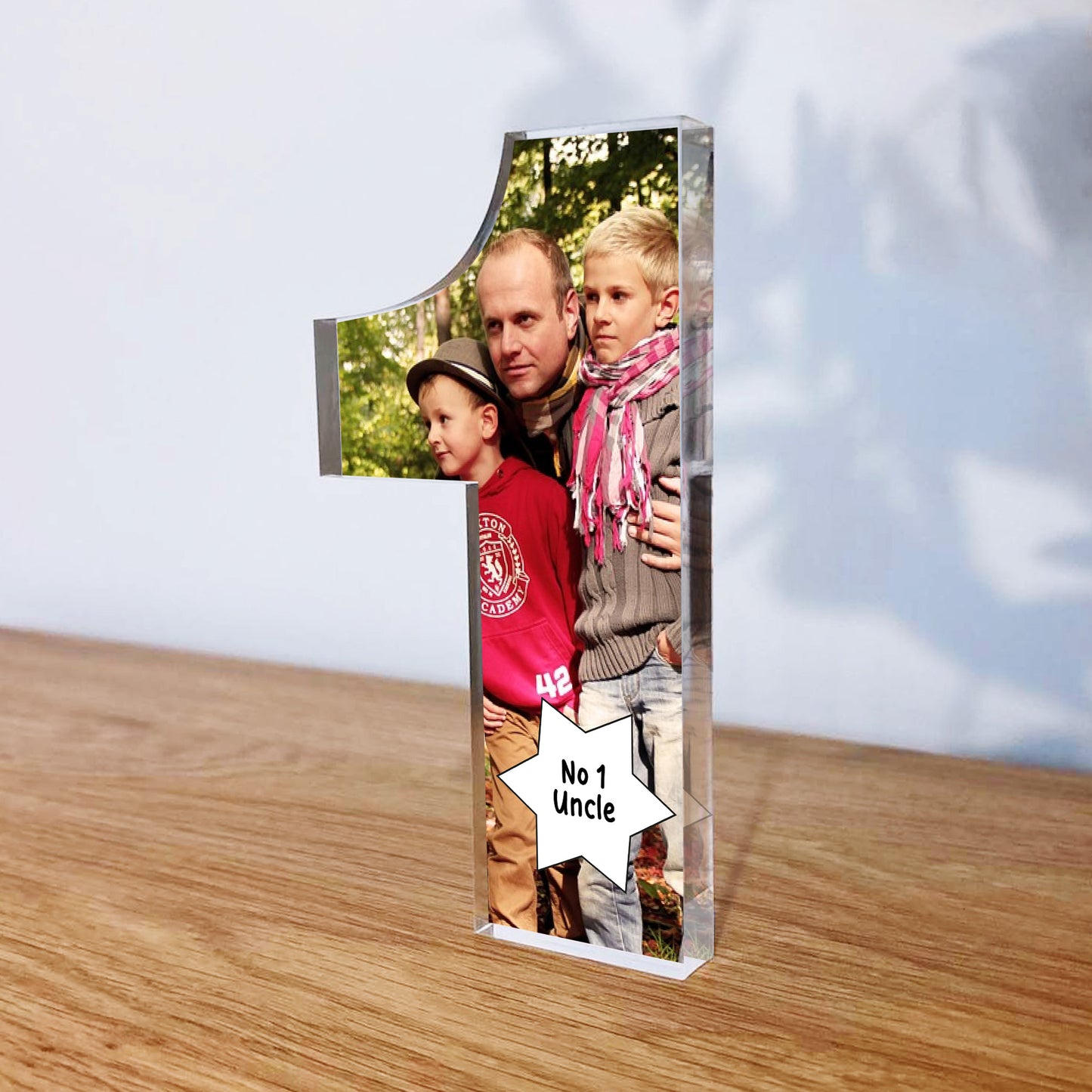 Personalised Gift For Uncle Mirror Acrylic Freestanding Number 1