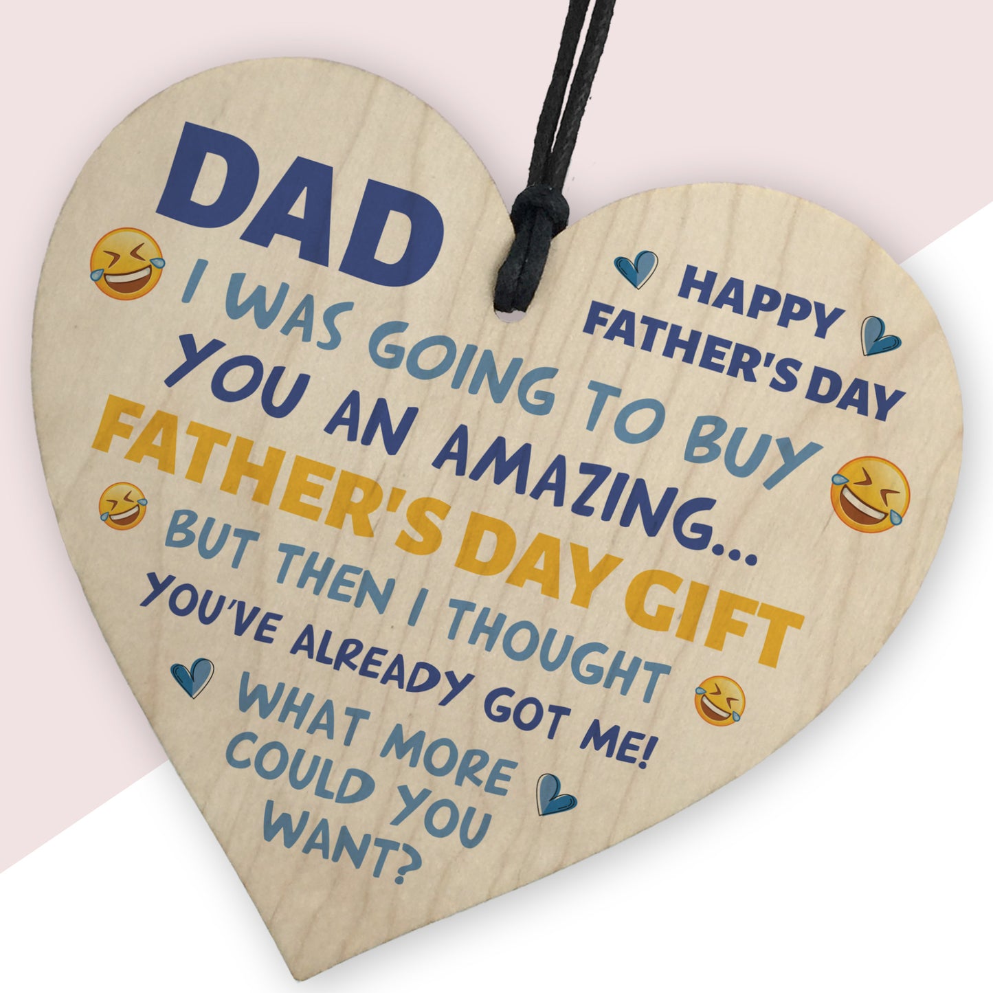 Funny Fathers Day Dad Wooden Heart Joke Gift For Him Novelty