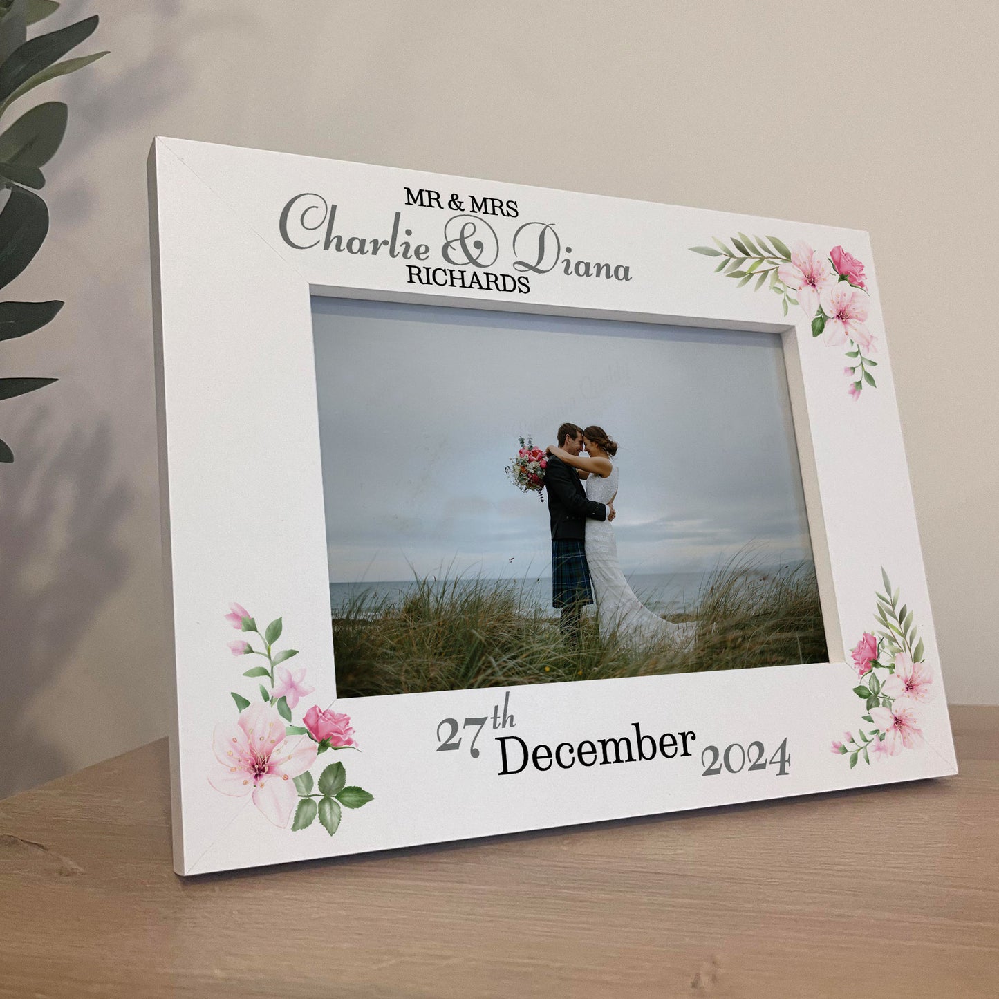 Mr And Mrs Wood Picture Frame Personalised Couple Gift Wedding