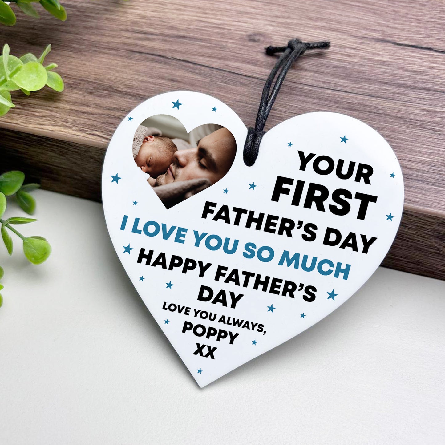 Gift For New Daddy For 1st Fathers Day Heart Plaque Personalised