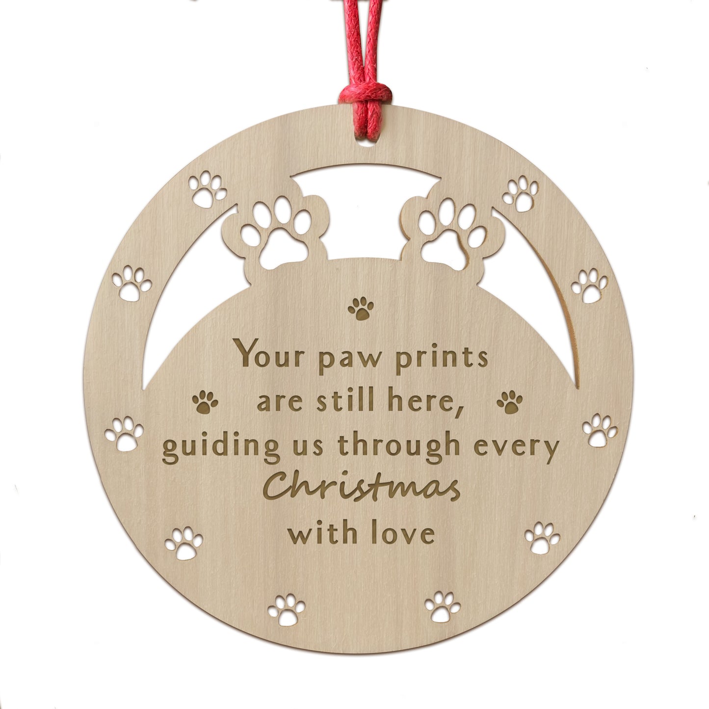 Pet Memorial Wooden Engraved Christmas Tree Bauble Decoration