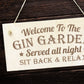 GIN GARDEN SIGN Engraved Hanging Wall Sign Home Bar Sign