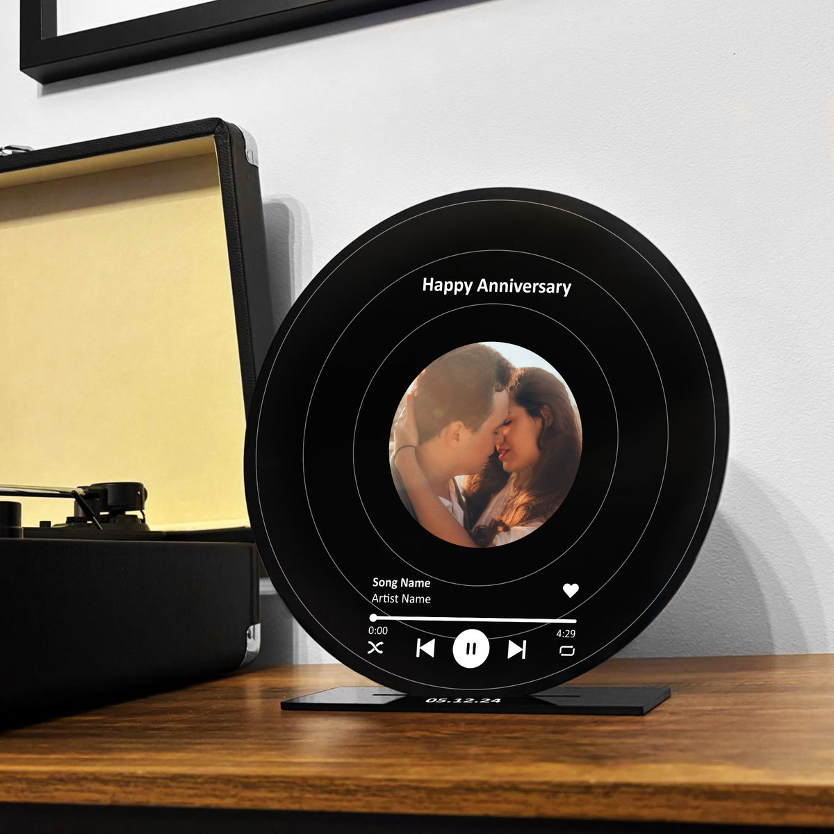 Personalised Vinyl Inspired Song Plaque With Stand Wedding Gift