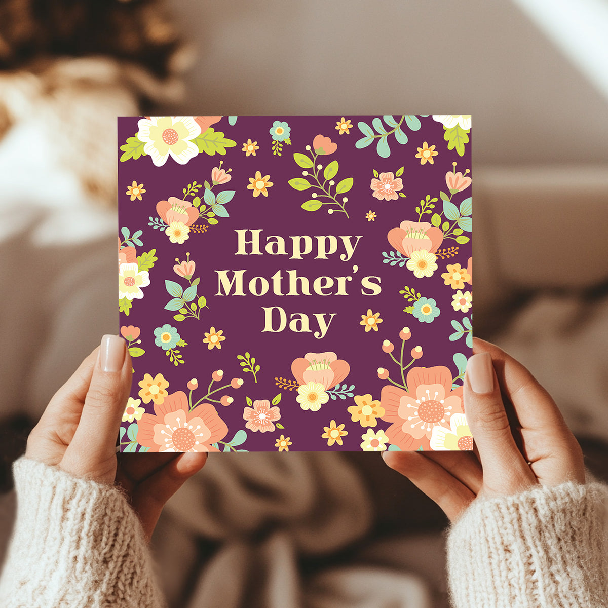 Purple Mothers Day Card For Mum Handmade Card For Mum Nanny