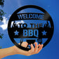 BBQ Sign For Garden Welcome To The BBQ Plaque Hanging Wall Decor