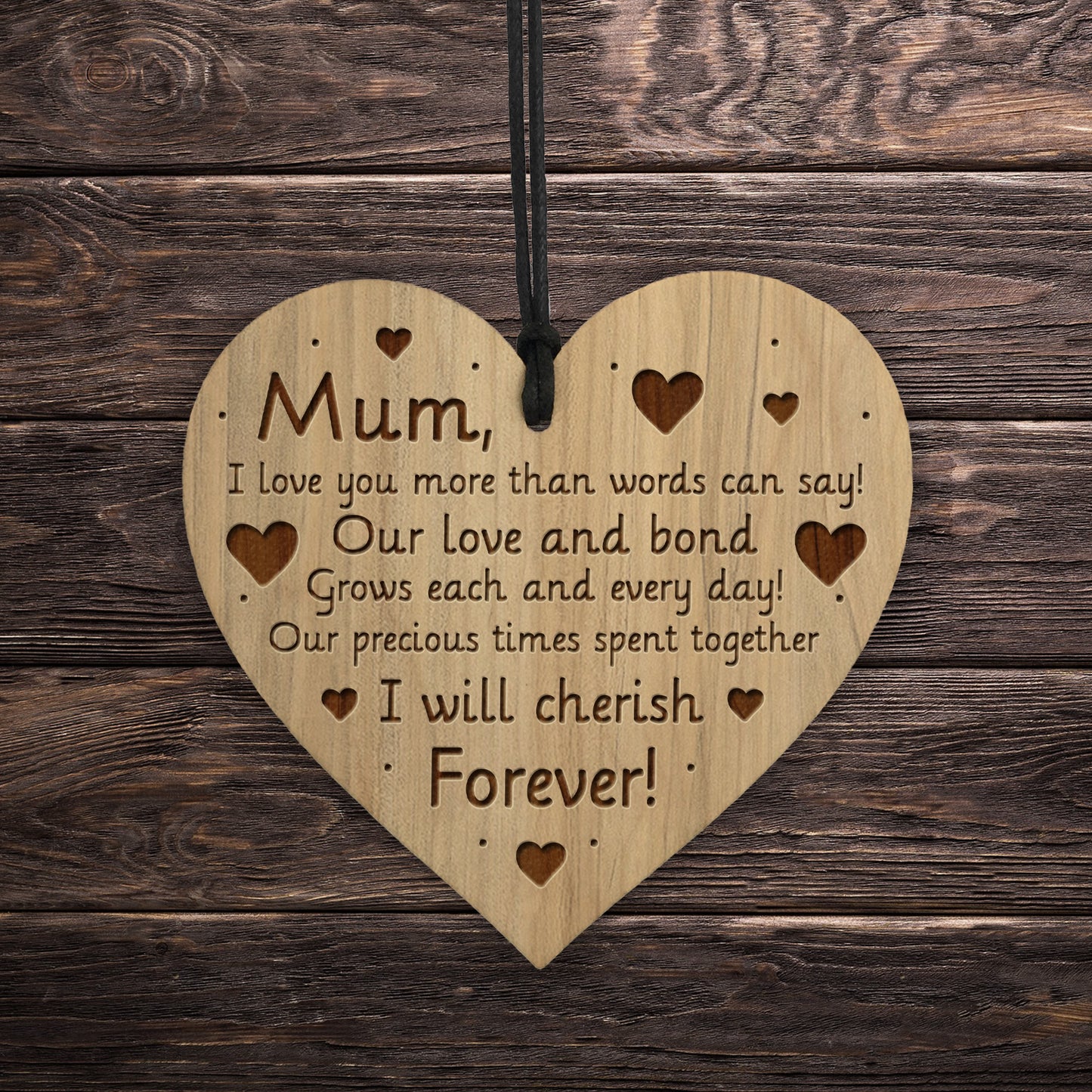 Mum Gift From Son Daughter Mothers Day Wooden Heart Birthday