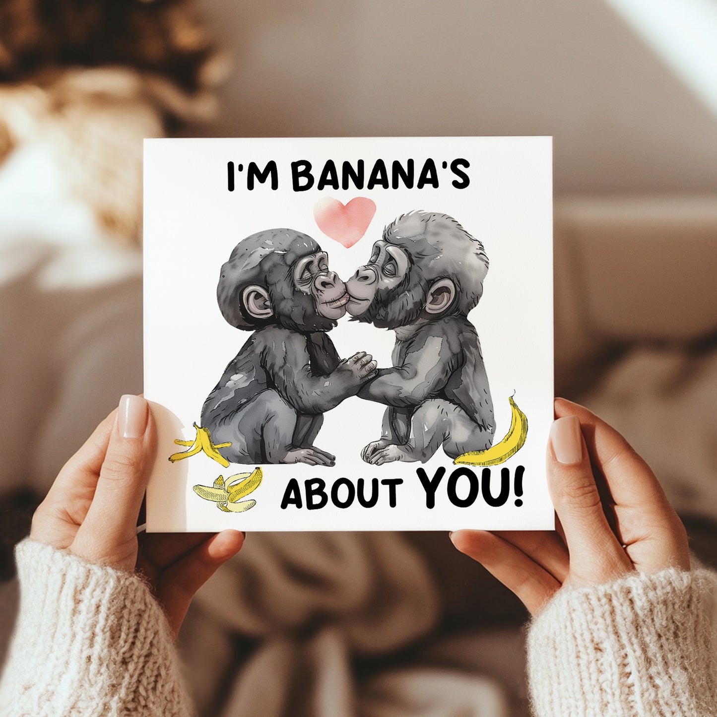 Funny Monkey Card For Valentines Anniversary Im Bananas