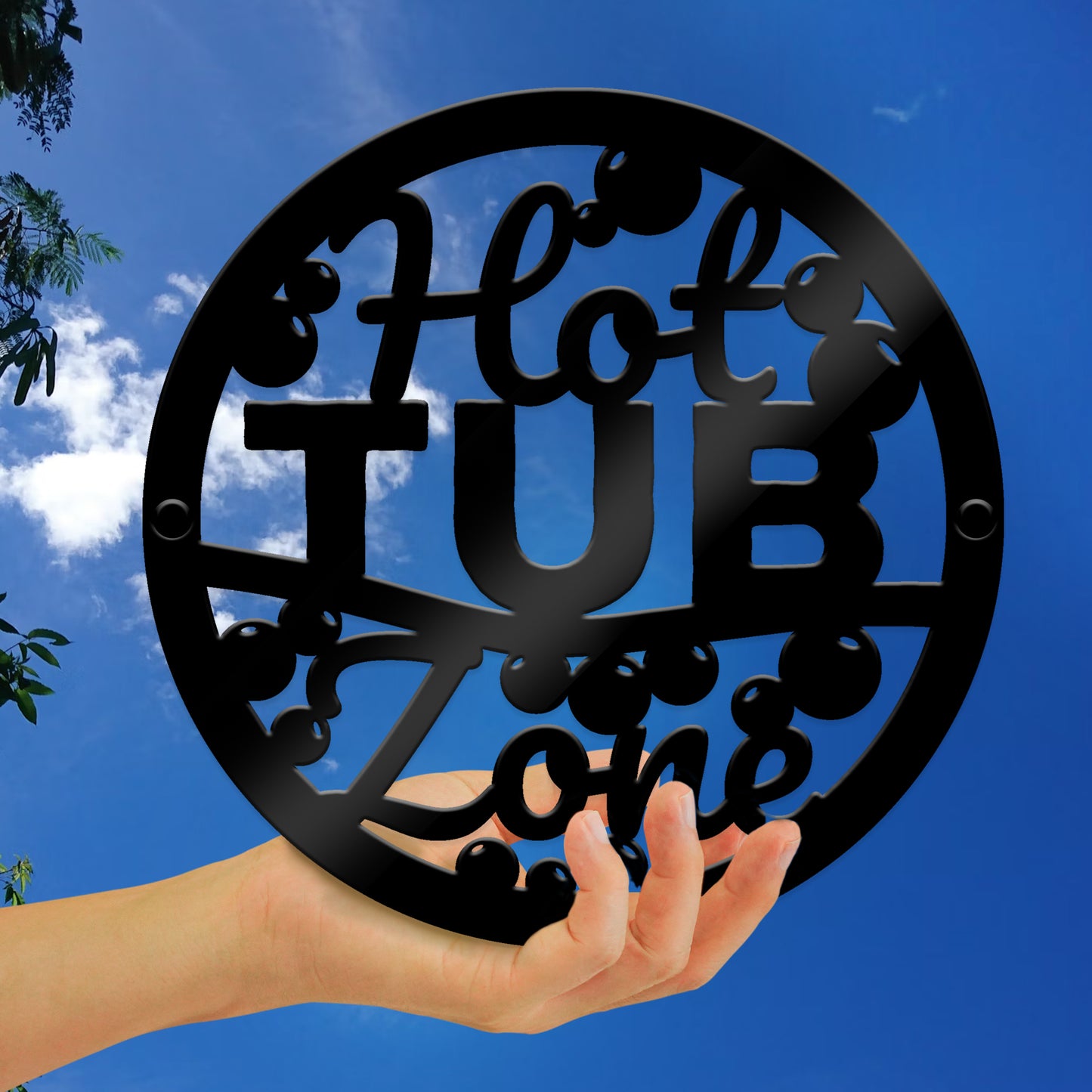 Hot Tub Plaque Wall Mounted Outdoor Garden Signs 23x23cm