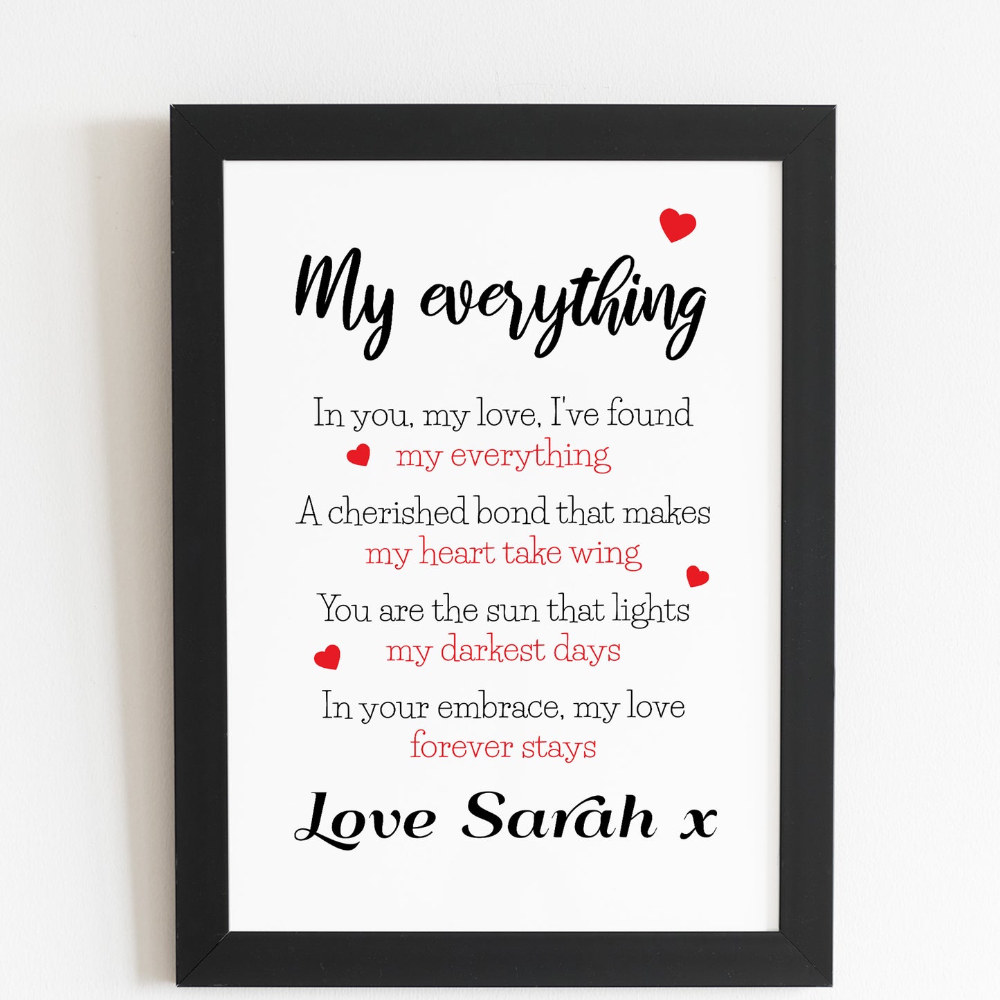 Gift For Husband Wife MY EVERYTHING Framed Print Personalised
